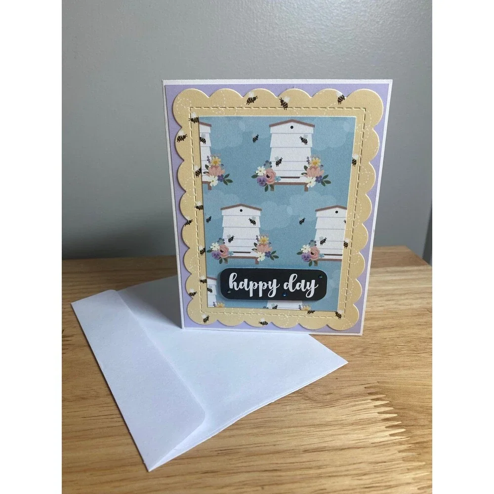 Bee & Honey Greeting Card – Handmade A2 Card – All Occasion Blank Card